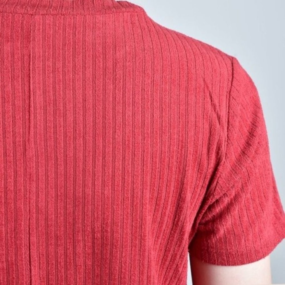 Zara Red Ribbed Mini Dress (S) - Picture 4 of 6